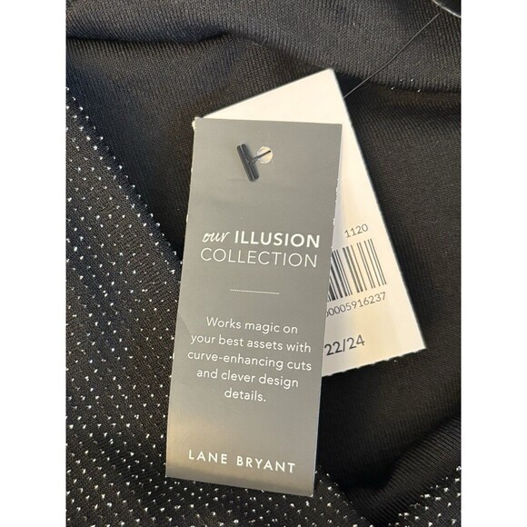 LANE BRYANT Off the Shoulder Illusion Top Black Sparkle 22/24 Long Sleeve Party - Picture 10 of 15